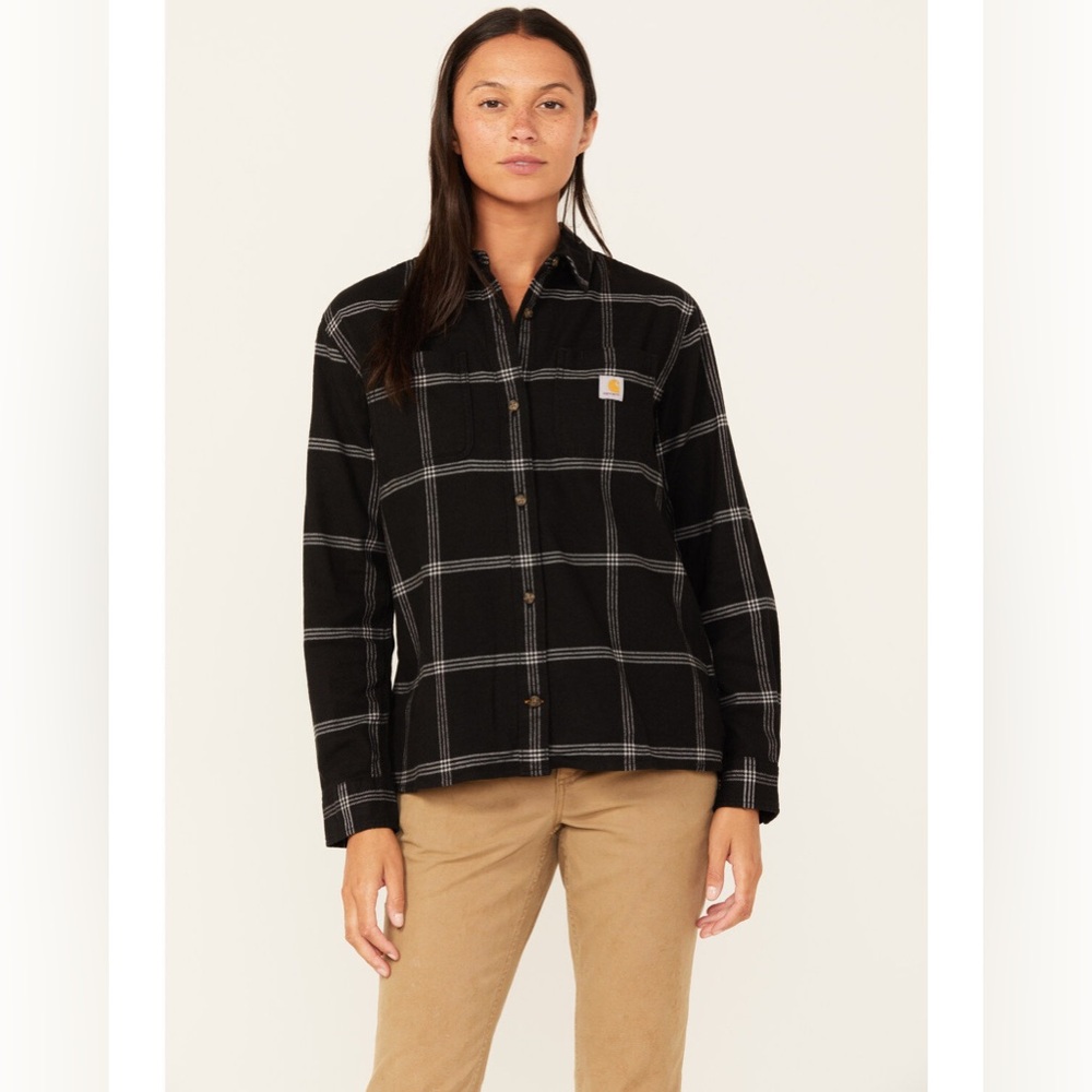 CARHARTT WOMEN'S RUGGED FLEX LOOSE FIT MIDWEIGHT LONG SLEEVE FLANNEL SHIRT, XXL
